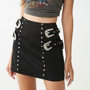 Forever 21 Suede Buckle Western- Inspired Skirt